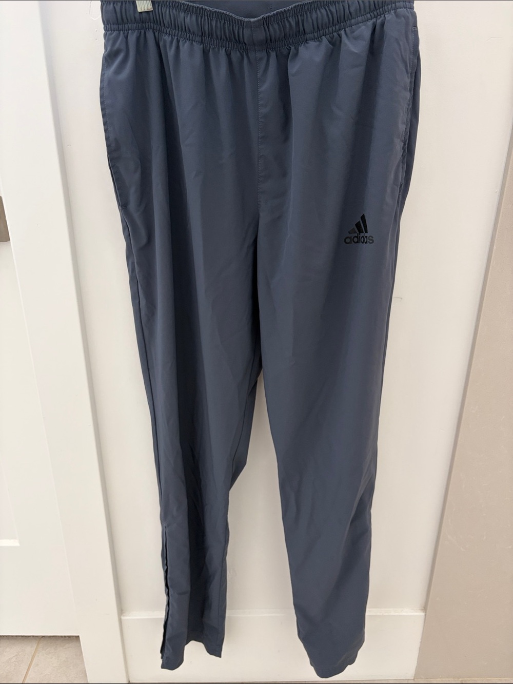 adidas Men’s Gray Athletic Joggers. Zip bottoms. 31” long. 11” rise.